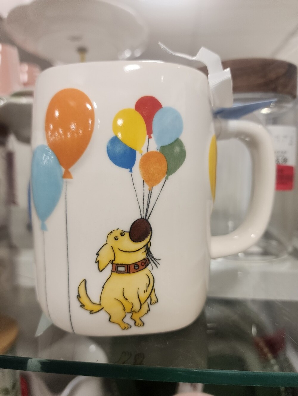 Rae Dunn Up Dug Balloon Ceramic Mug - White